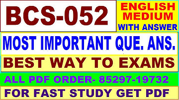BCS 052 important questions with answers in English || bcs 052 Previous Year Question Paper