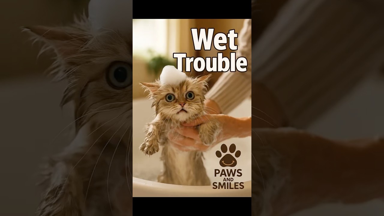 Wet Cat Bubble Trouble 😹🫧