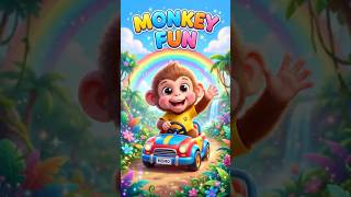 MONKEY FUN! 🐒🚗 Jumping, Driving &amp; Flying in Jungle! #kidsvideo #shorts #cartoon #youtubekids