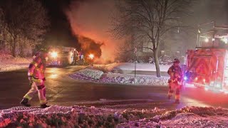 Crews battle structure fire