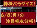 株株パラダイス!2020/6/8(月) の注目株を分析!