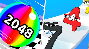 Satisfying mobile game merge master number lore vs Ball run 2048 #androidgames #gaming  #mergegames