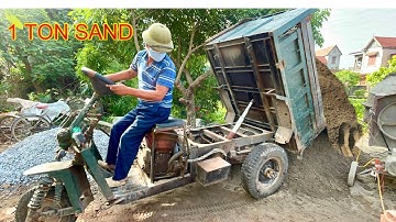 Công nông một khối chở cát ngõ hẹp cực đỉnh | máy nổ 24 ngựa  | Máy xúc komatsu múc cát | excavator