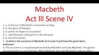 Macbeth Act 3, Scene 4 solutions