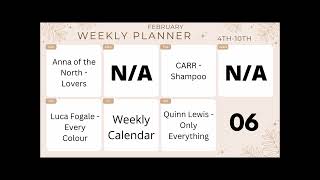 Weekly Calendar: February - Week 6