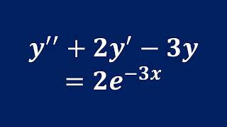 【詳細解題動畫】提要143:Solve y’’ + 2y’ – 3y = 2 exp(–3x)|授課老師:中華大學土木系呂志宗特聘教授(5-3)