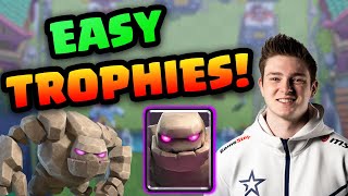 EASIEST DECK TO TROPHY PUSH WITH, GOLEM - Clash Royale