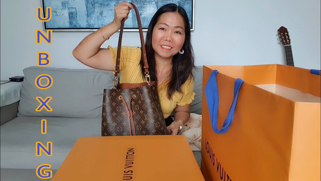 Louis Vuitton Series: Unboxing the NeoNoe 🛍in Damier Ebene w/ Venus  colored Leather Plus Try On 🥰 