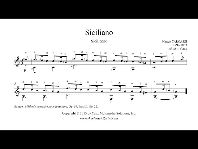 Free Siciliana by Matteo Carcassi sheet music