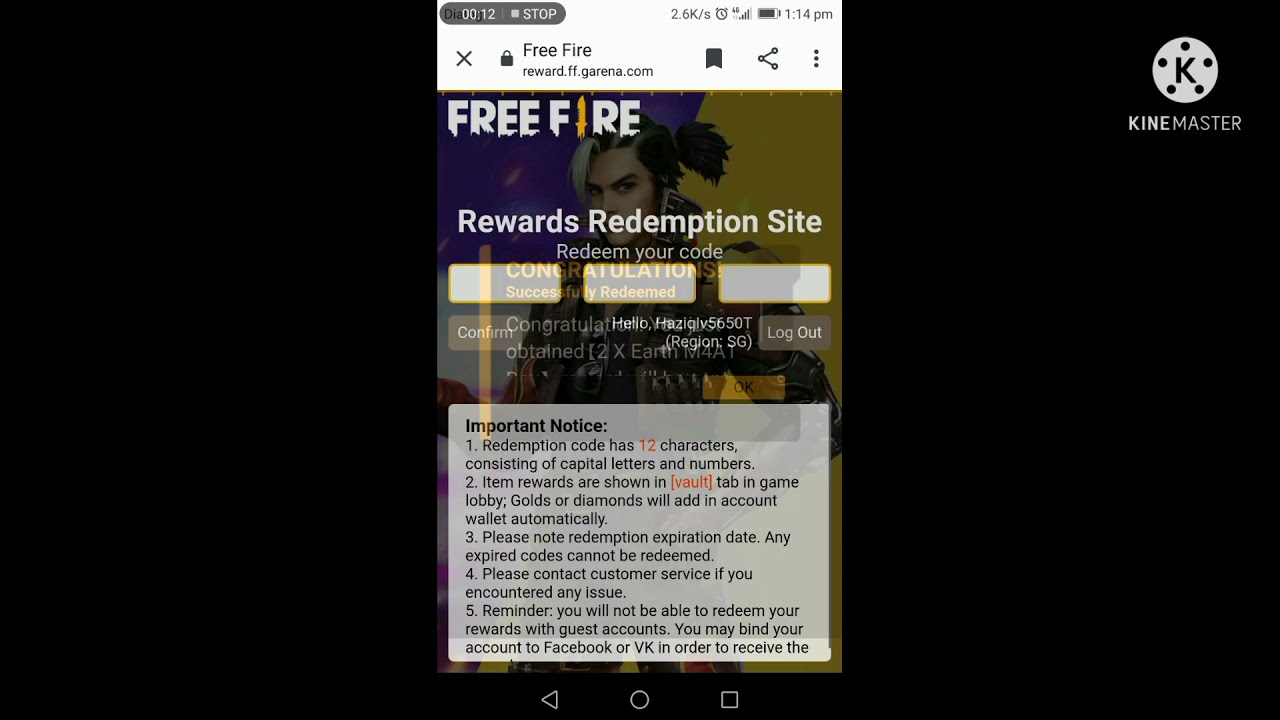 free fire | m4A1 gan 2 boxes |Singapore server | redeem code