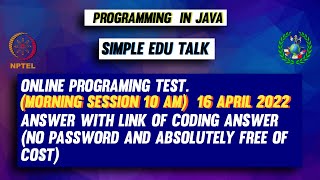 Programming In Java | 16 April Morning Session | NPTEL