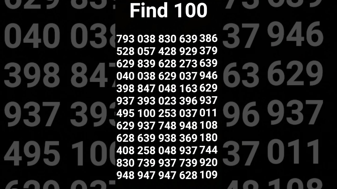 Only Sharp Eye Can Find 100
