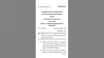 BCS-011 June 2024 Computer Basics And Pc Software #students #exam #question #ignou #study