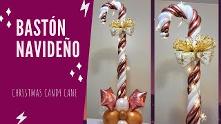 Baston navideño con globos – ideas para navidad / Christmas candy cane - balloon decoration