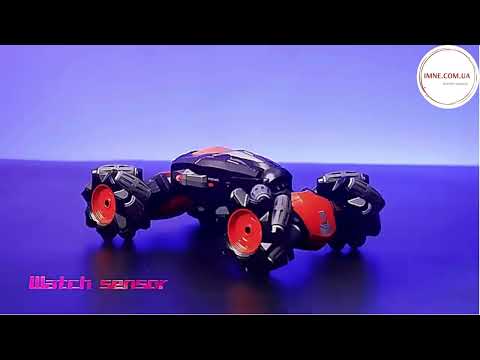 Крутая радиоуправляемая машинка перевертыш трюковая игрушка на пульте и браслете 2 цвета 1:16 роликовые колеса, видео 1