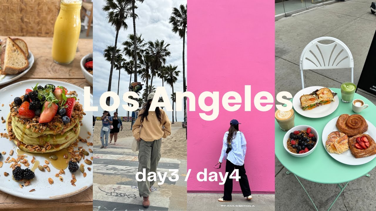 (LA travel vlog)｜best pancakes🥞 & açai bowl｜venice beach🌴｜cafe & shopping｜abbot kinney｜pink wall🩷