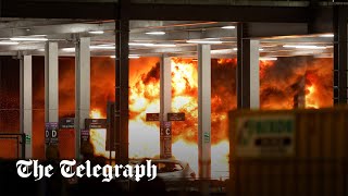 video: All flights suspended at Luton Airport after huge fire rips through car park