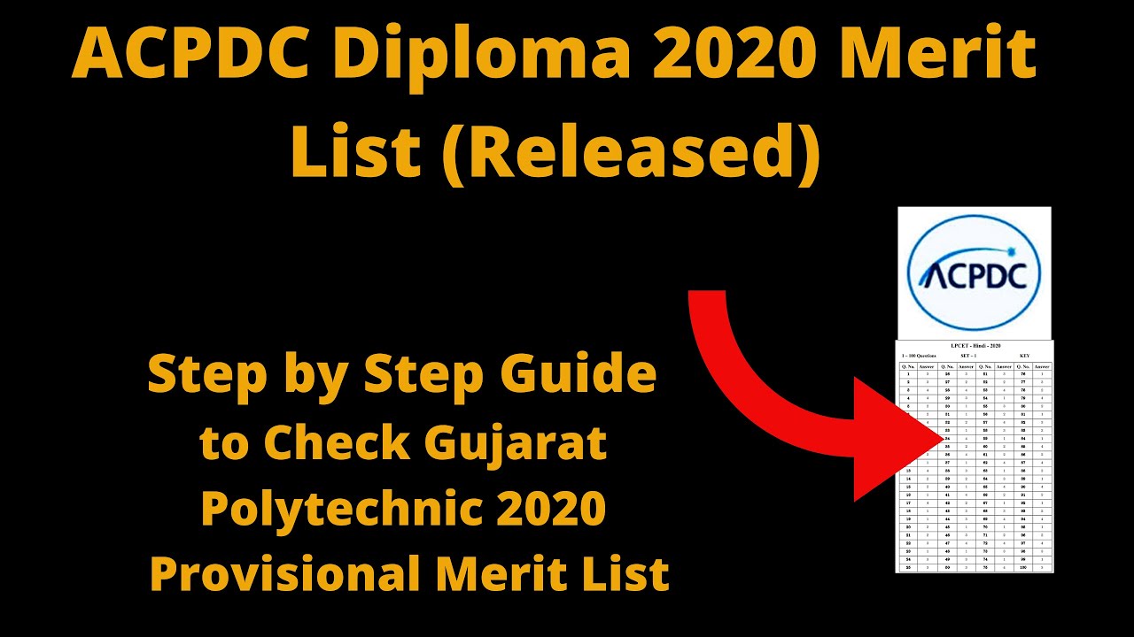 ACPDC Diploma 2020 Merit List (Released) - How to Check Gujarat Polytechnic Provisional Merit List