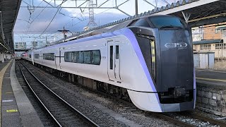 E353系 S211編成 S108編成 特急あずさ50号千葉行が松本駅2番線を発車するシーン