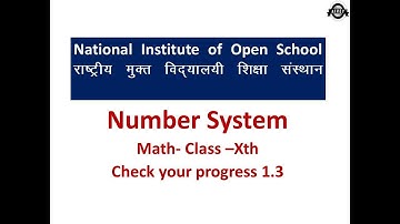 NIOS -10th math (Check your progress 1.3)