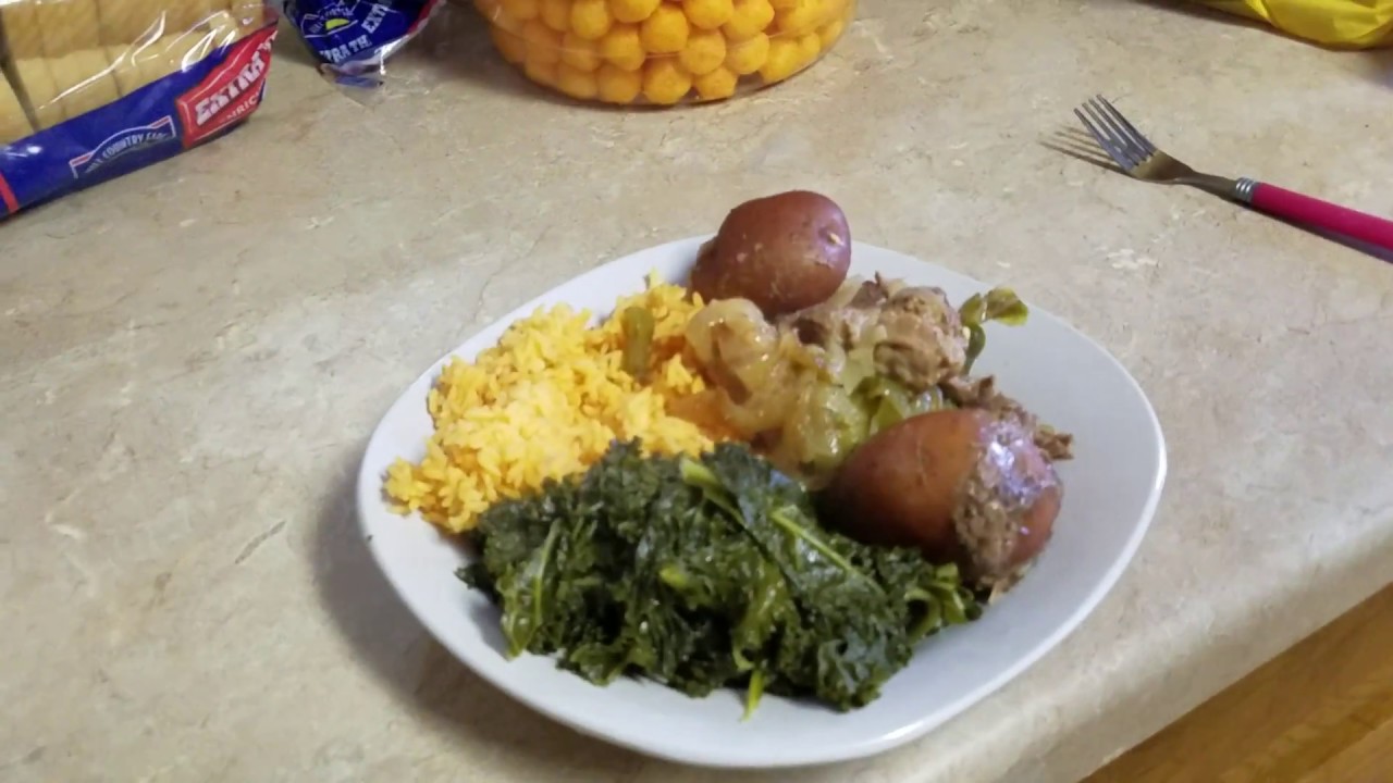 How to Cook Roast Beef and Potatoes Rice and Kale Green - YouTube