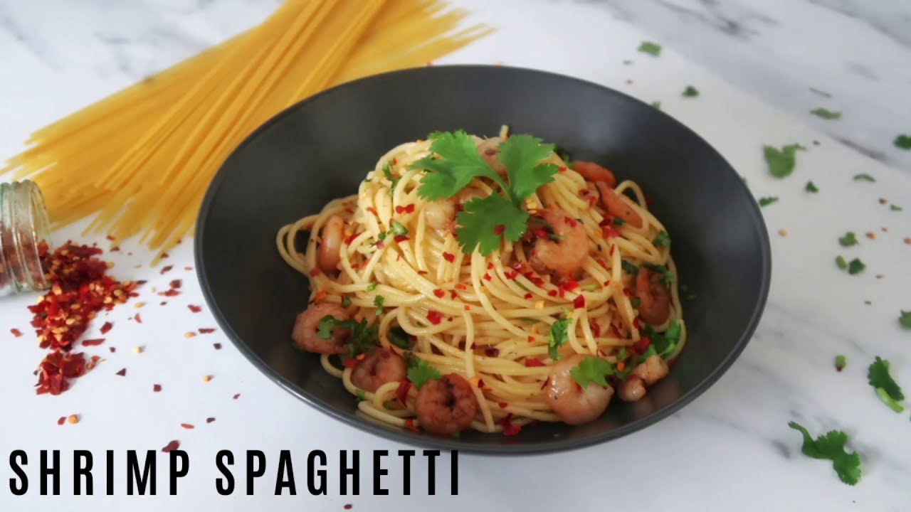 shrimp spaghetti recipe With Lemon Garlic & White Wine Sauce | Poulami Chatterjee
