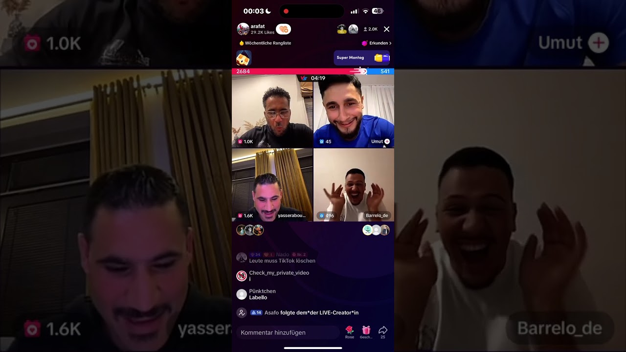 Barrelo Arafat Yasser und umut waren live. 17.10