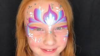 2 minute princess crown face painting with one stroke. 2-min face paint ideas. Fast face paint