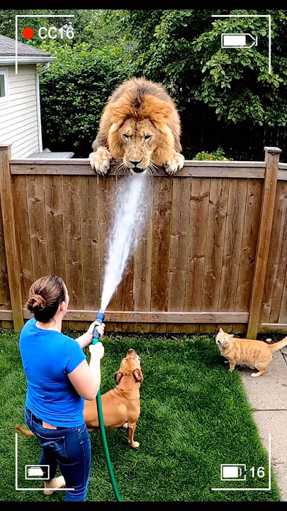 Lion Tries to Break Into Backyard – Real Security Footage #lionattack #lion #wildlife