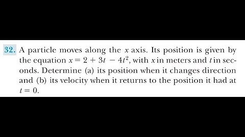 A particle moves along the axis. Its position is given by the equation with in meters and in secon