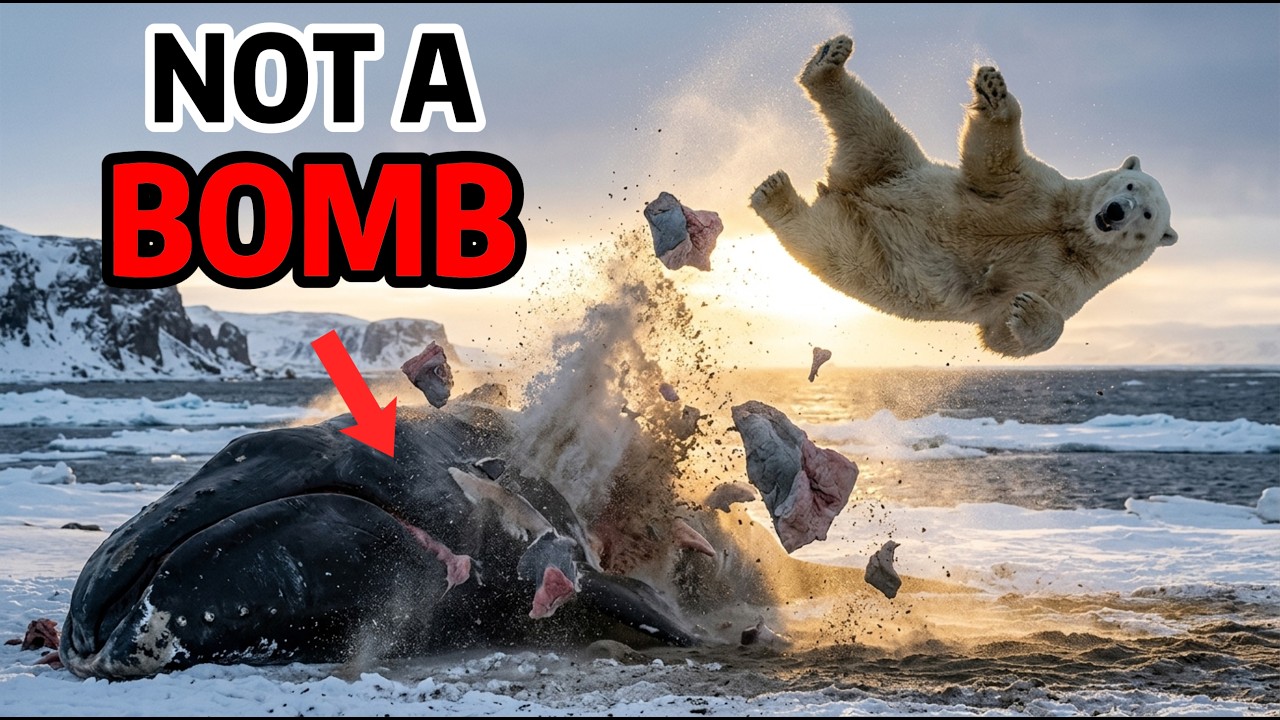 When a Hungry Polar Bear Meets an Exploding Whale (He Flies) - YouTube