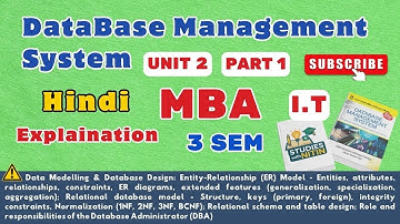 DataBase Management System || Unit 2- Part 1 || MBA IT 3 SEM || Studies With NITIN || DBMS ||#mbait
