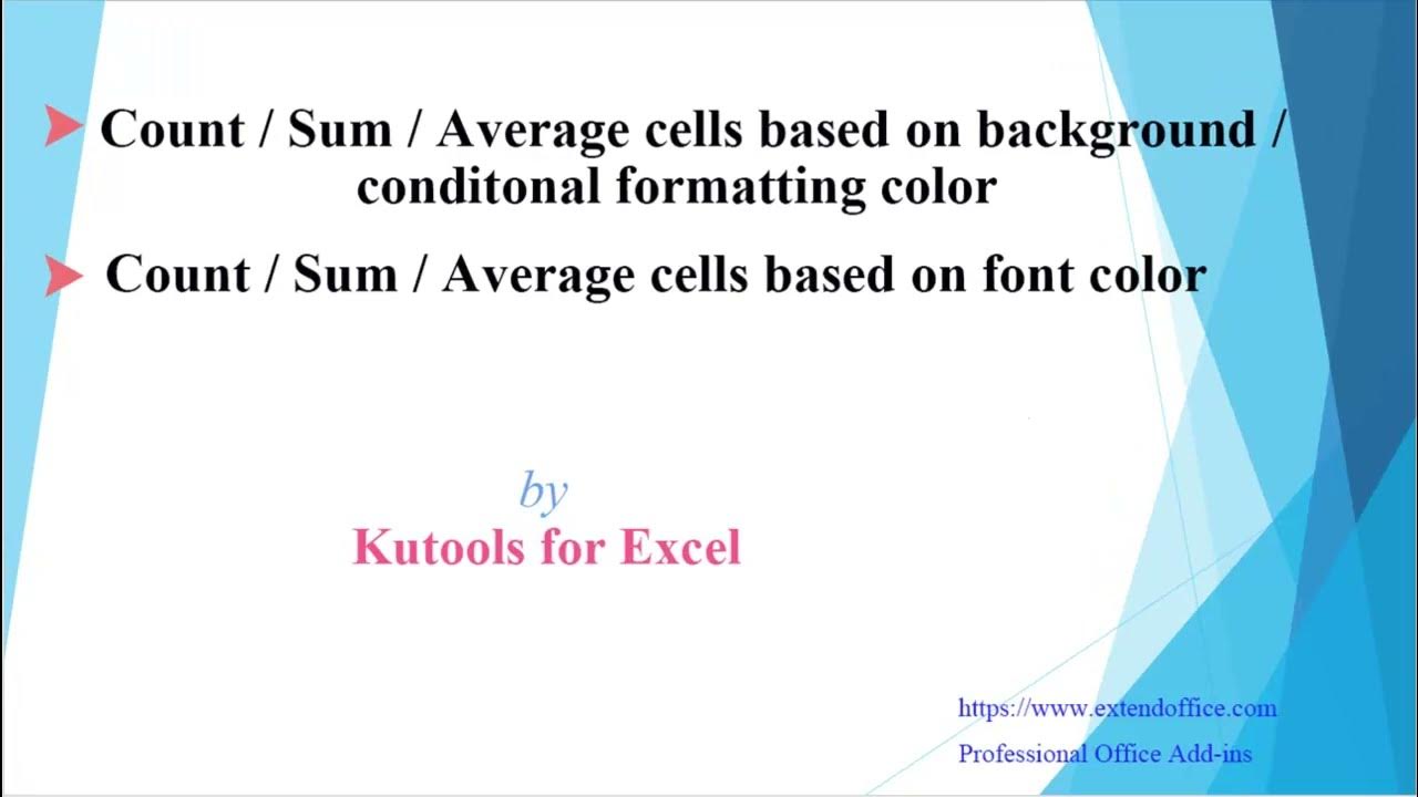 Quickly calculate cell value based on font background or conditional