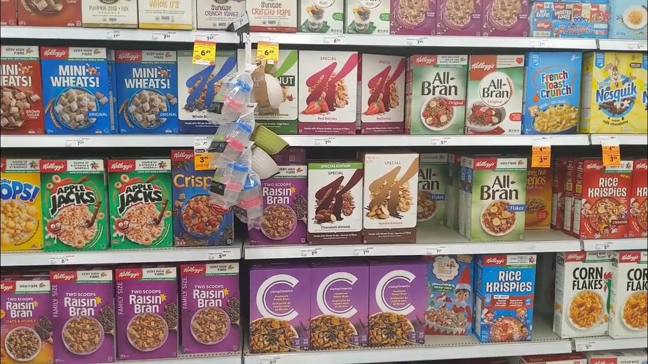 Whats On the Cereal Shelf Aisle in Foodland Grocery Store, Ontario