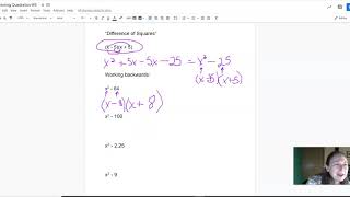 Quadratic Functions: Factoring - special cases