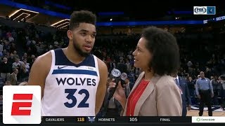 Karl-Anthony Towns after scoring franchise-record 56: 'I just wanted the win' | ESPN