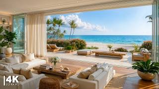 4K Peaceful Morning Jazz at Luxurious Beachfront Villa | Relaxing Jazz Piano Melodies for Happy Mood