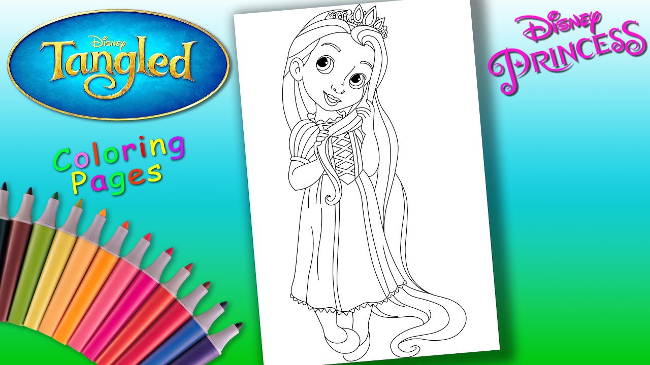 Little Princess Rapunzel Coloring Pages For Kids. Tangled Colouring ...