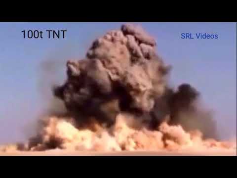 Explosion Size Comparison 1:  1/2 Tons - 1000 Tons Of TNT