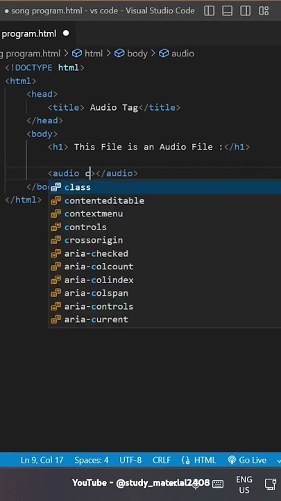 Audio tag | html audio tag #html #css #coding #audio #tag #shorts #viral #trend #webdesign #youtube