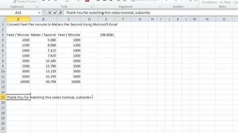 00022 - How To Convert Feet Per Minute To Meters Per Second Using Microsoft Excel