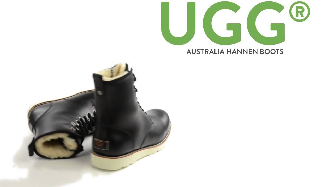 UGG® Australia Hannen Boots - Leather, Sheepskin Lining (For Men) - YouTube