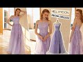 Hellymoon charming a line light purple long prom dress with appliques