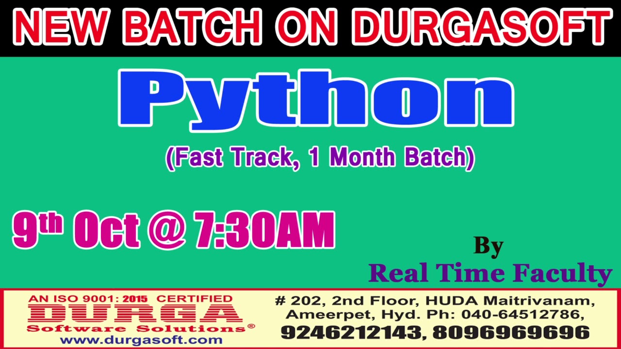 New Batch On Python by Real Time Faculty On 9th Oct @7:30AM At ...