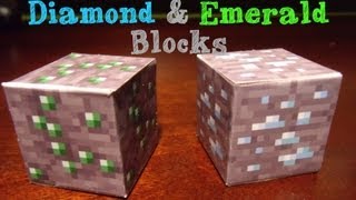 Minecraft Papercraft: Diamond and Emerald Ore @CaZaKoJa