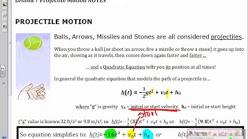 VIDEO Lesson 7 Projectile Motion 4 repr w DESMOS