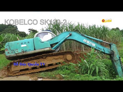 Video Máy xúc đào bánh xích KOBELCO SK120-2 múc đất rãnh... - youtube