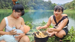 17 year old single mother and her child camping by the lake - Salted Chicken, Breastfeeding