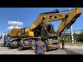 Transporting On Site The Huge Caterpillar 390F Excavator - Fasoulas Heavy Transports