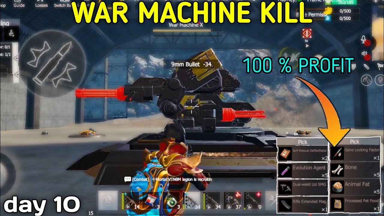 WAR MACHINE KILL DAY 10 ( GANE LOCKING FACTER ) AND 100 % PROFIT in last island of survival 